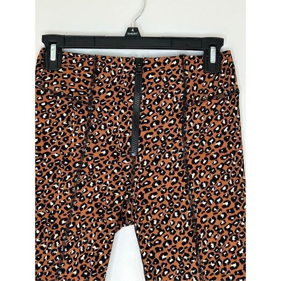 Free People Lucky Strike Leopard Zipper Front Biker Shorts Size XS - Picture 2 of 6
